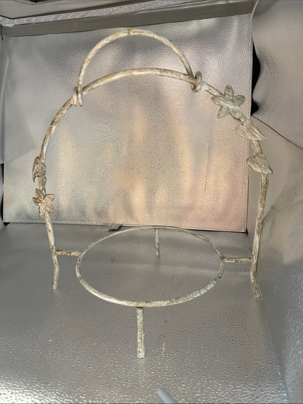 Vintage White Distressed Plate Stand Shabby Chic